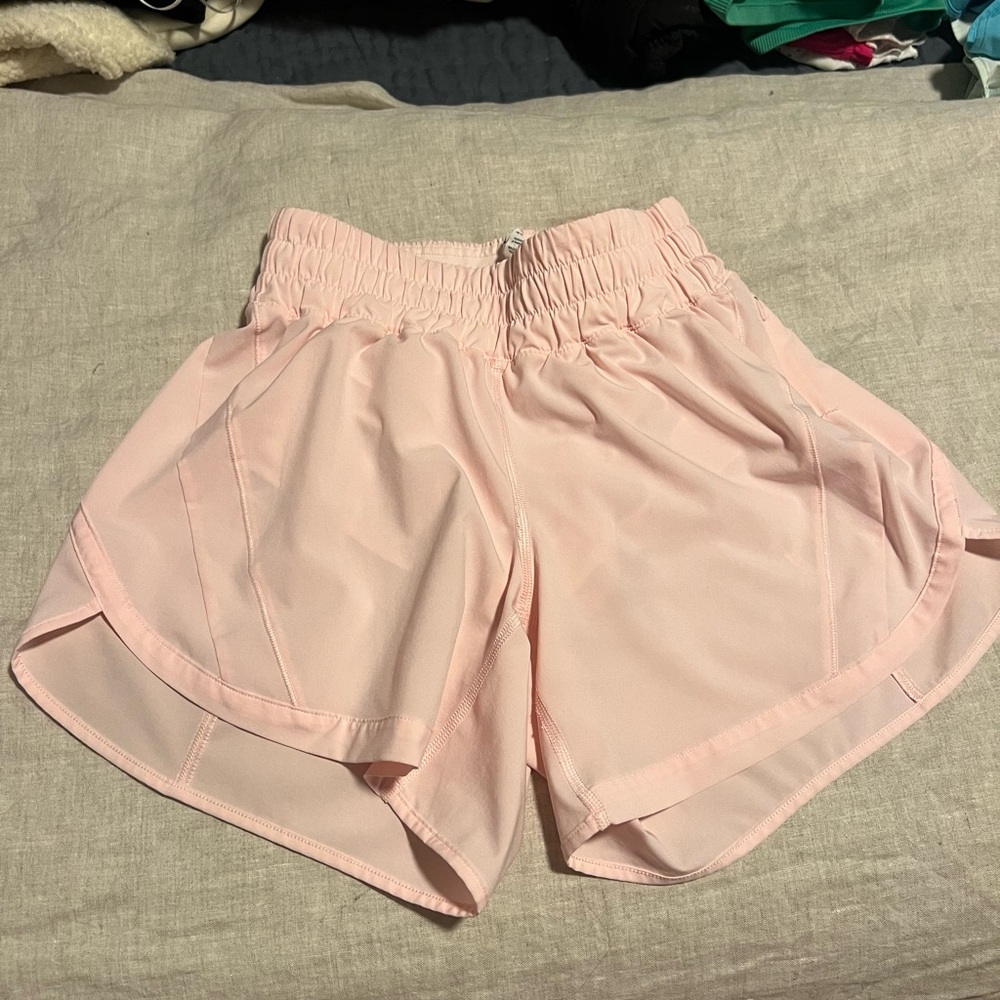 Lululemon track that high rise short size 4 5” light pink